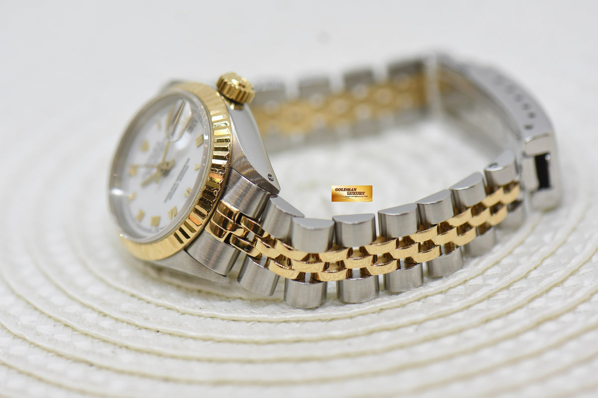 [SOLD] ROLEX OYSTER DATEJUST 26mm HALF-GOLD IN JUBILEE BRACELET WHITE ROMAN DIAL 6917 (NEAR MINT)
