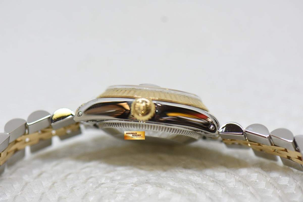 [SOLD] ROLEX OYSTER DATEJUST 26mm HALF-GOLD IN JUBILEE BRACELET WHITE ROMAN DIAL 6917 (NEAR MINT)