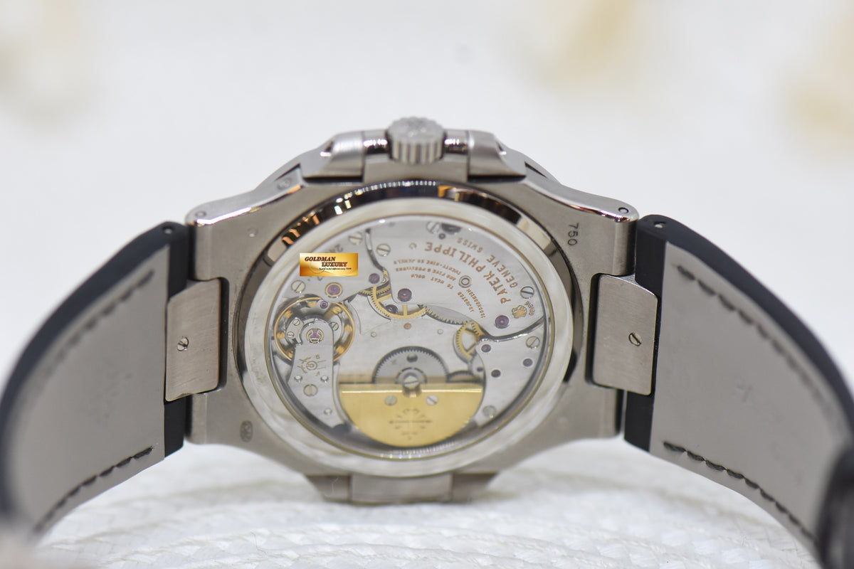 [SOLD] PATEK PHILIPPE NAUTILUS 18K WHITE GOLD IN LEATHER STRAP POWER RESERVE MOONPHASE 5712G (MINT)