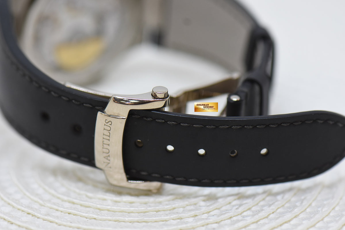 [SOLD] PATEK PHILIPPE NAUTILUS 18K WHITE GOLD IN LEATHER STRAP POWER RESERVE MOONPHASE 5712G (MINT)