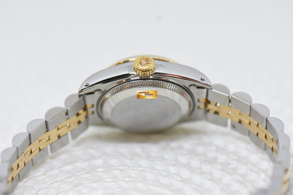 [SOLD] ROLEX OYSTER DATEJUST 26mm HALF-GOLD IN JUBILEE BRACELET SILVER DIAMOND DIAL 69173 (MINT)