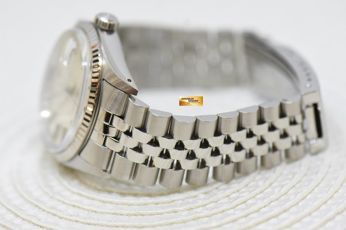 [SOLD] ROLEX OYSTER DATEJUST 36mm STEEL IN JUBILEE SILVER TRITIUM DIAL 16014 (QUICKSET-DIAL) (MINT)