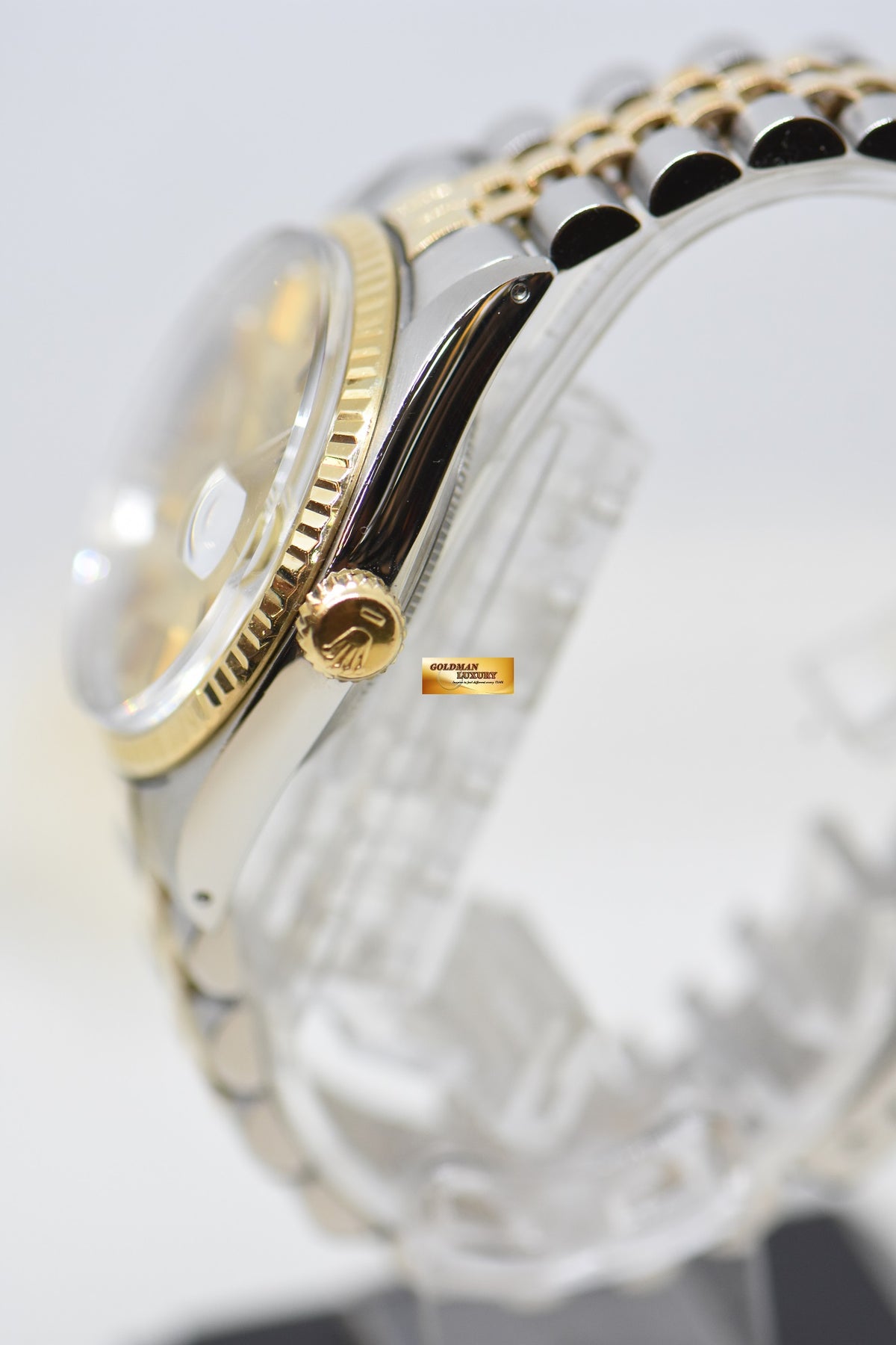 [SOLD] ROLEX OYSTER DATEJUST 36mm HALF-GOLD IN JUBILEE GOLD TRITIUM DIAL 16013 (QUICKSET-DIAL) (MINT)