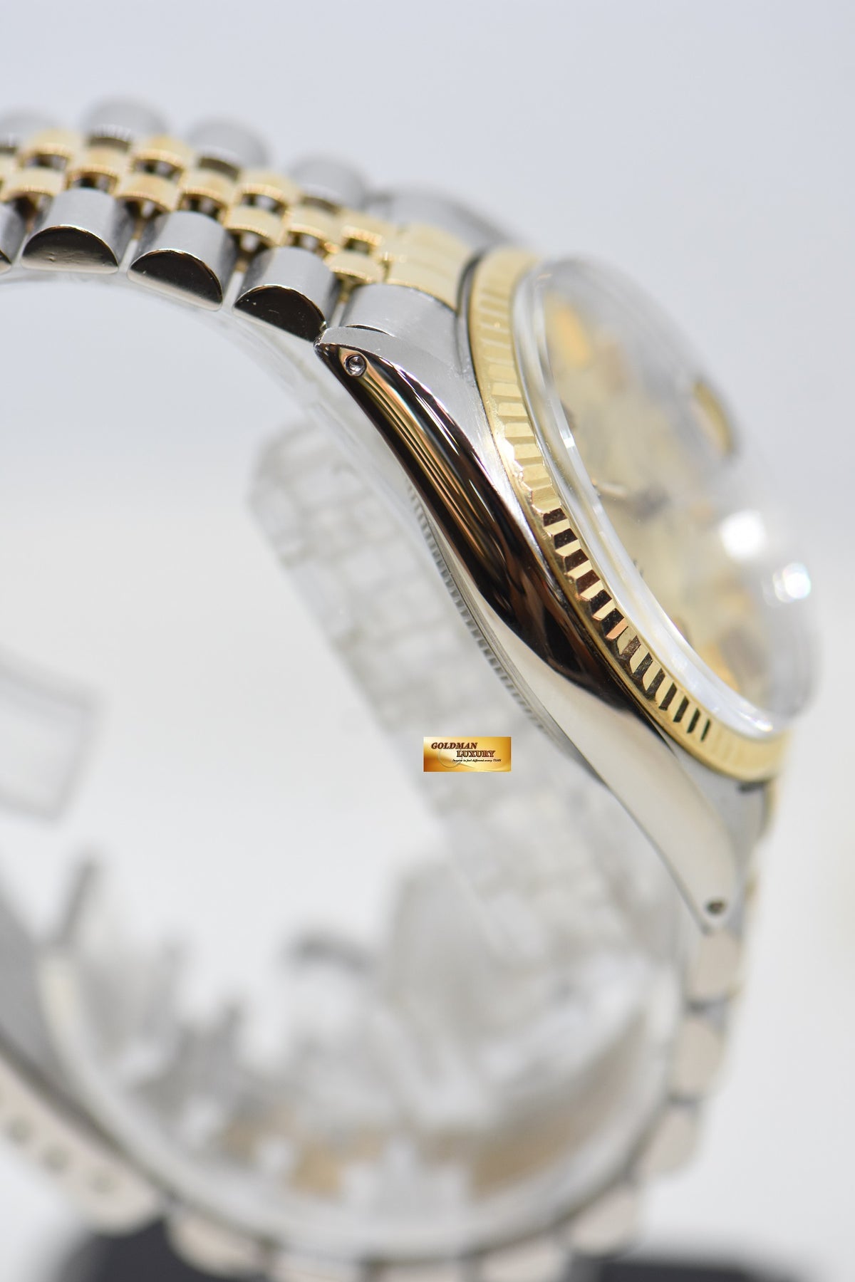 [SOLD] ROLEX OYSTER DATEJUST 36mm HALF-GOLD IN JUBILEE GOLD TRITIUM DIAL 16013 (QUICKSET-DIAL) (MINT)
