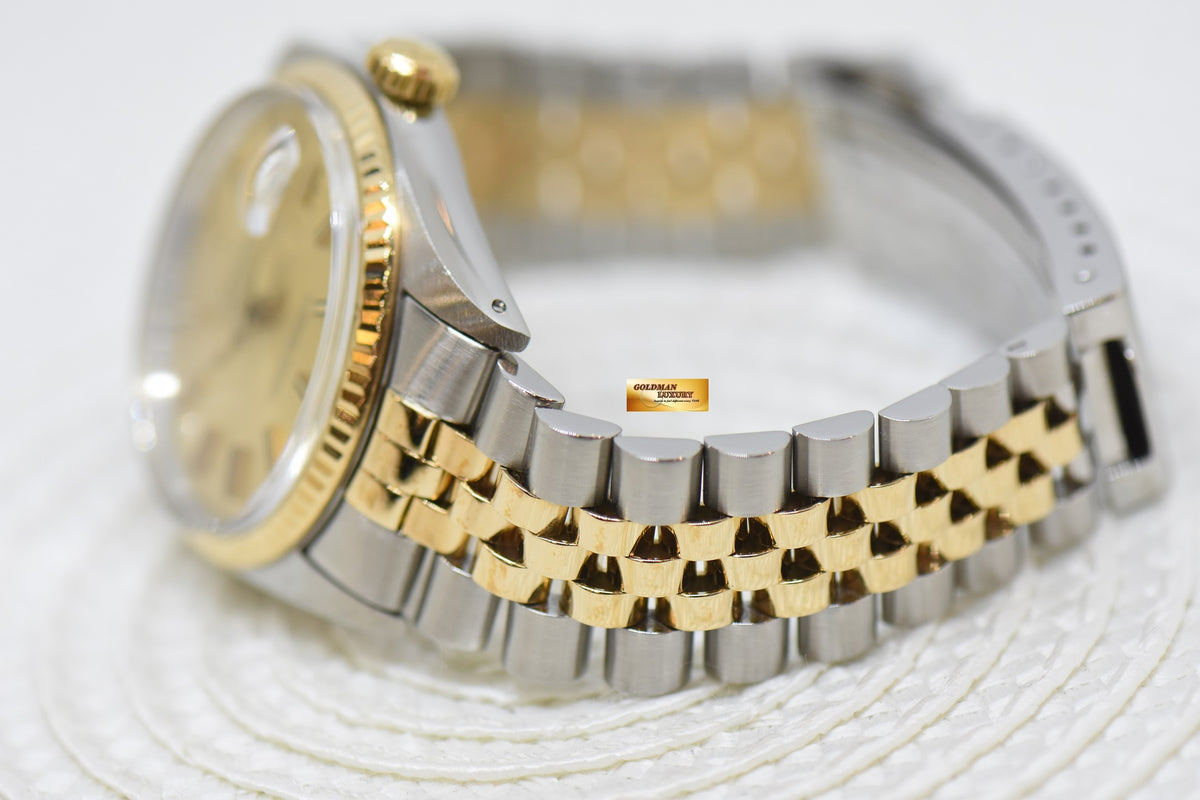 [SOLD] ROLEX OYSTER DATEJUST 36mm HALF-GOLD IN JUBILEE GOLD TRITIUM DIAL 16013 (QUICKSET-DIAL) (MINT)