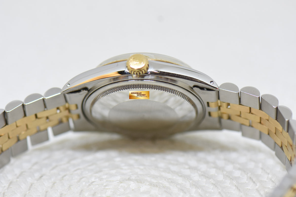 [SOLD] ROLEX OYSTER DATEJUST 36mm HALF-GOLD IN JUBILEE GOLD TRITIUM DIAL 16013 (QUICKSET-DIAL) (MINT)