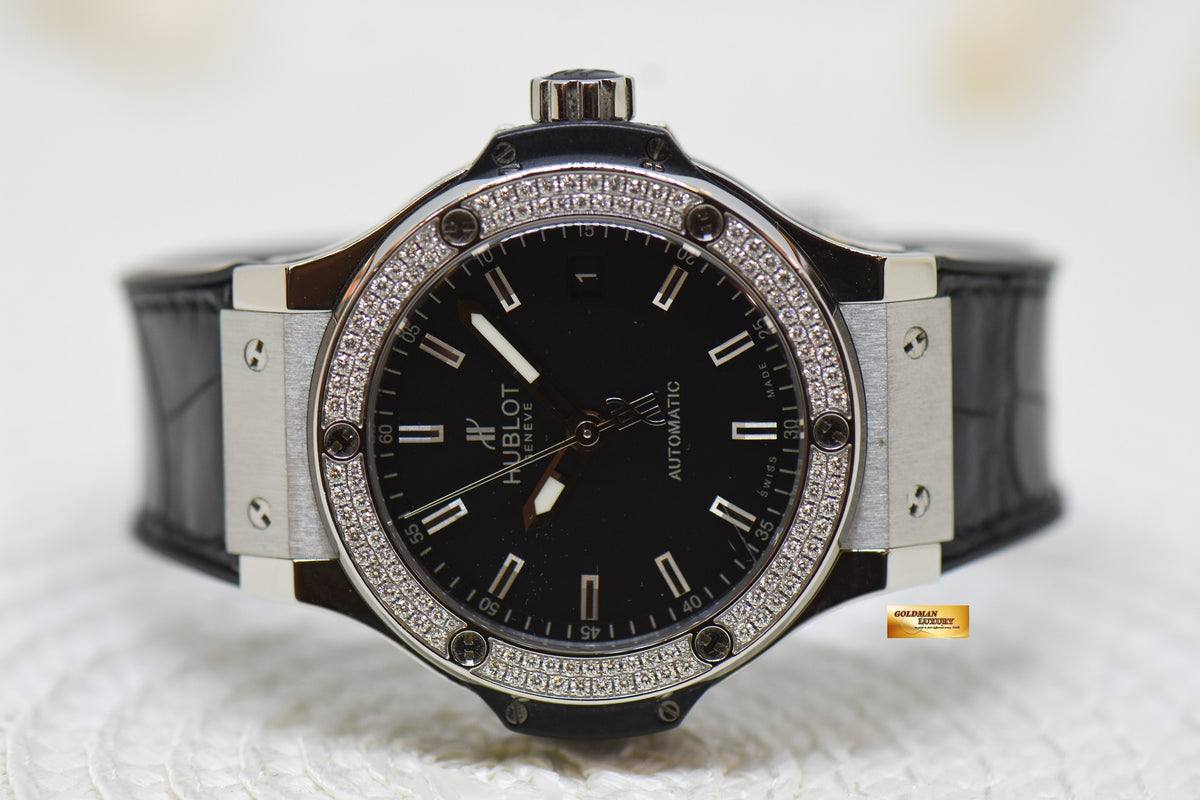 [SOLD] HUBLOT BIG BANG 38mm STEEL IN RUBBER STRAP DIAMOND BEZEL AUTOMATIC 365.SX.1170.LR.1104.RX (MINT)