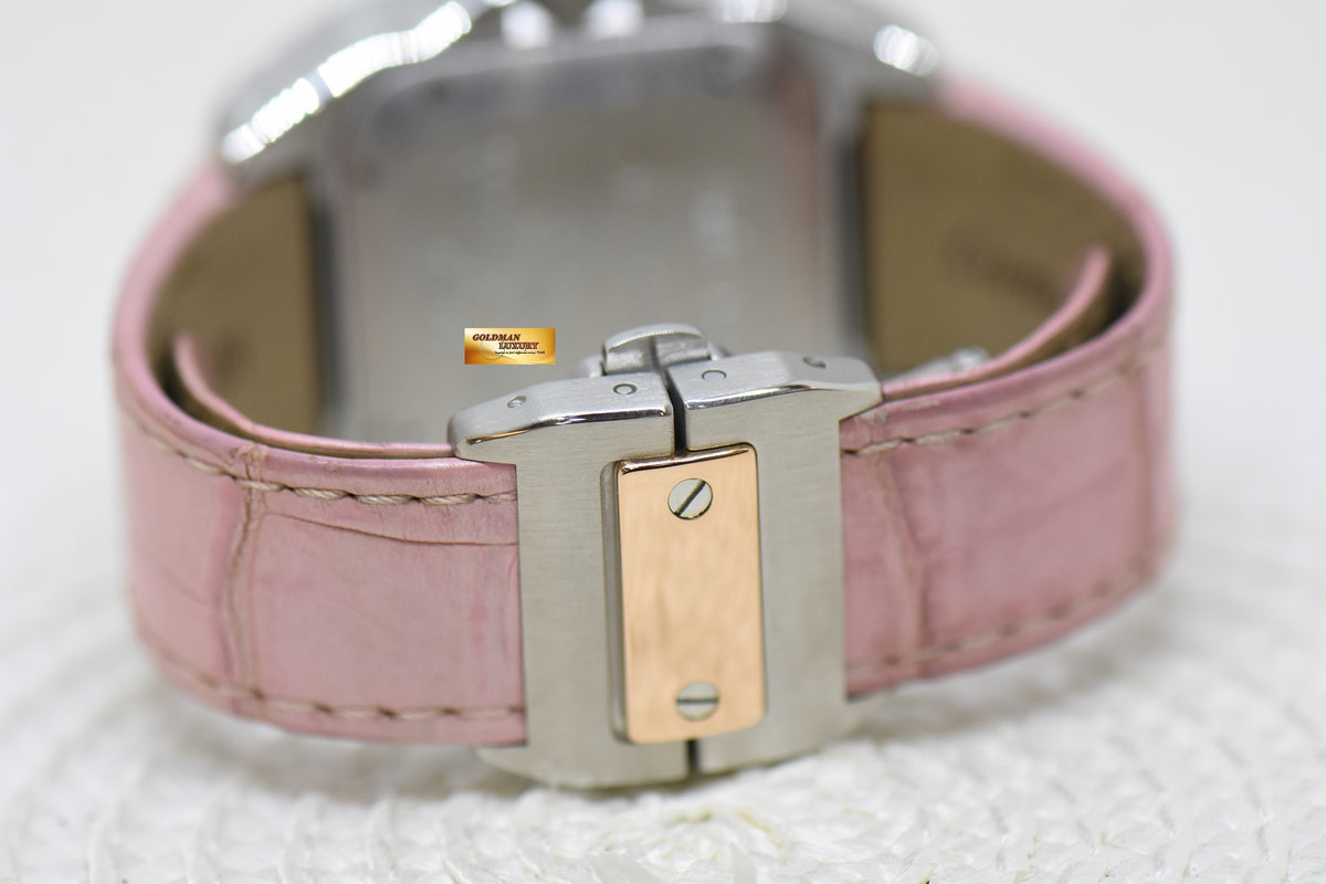 [SOLD] CARTIER SANTOS 100 MIDSIZE HALF-GOLD IN LEATHER STRAP AUTOMATIC 2878 (MINT)