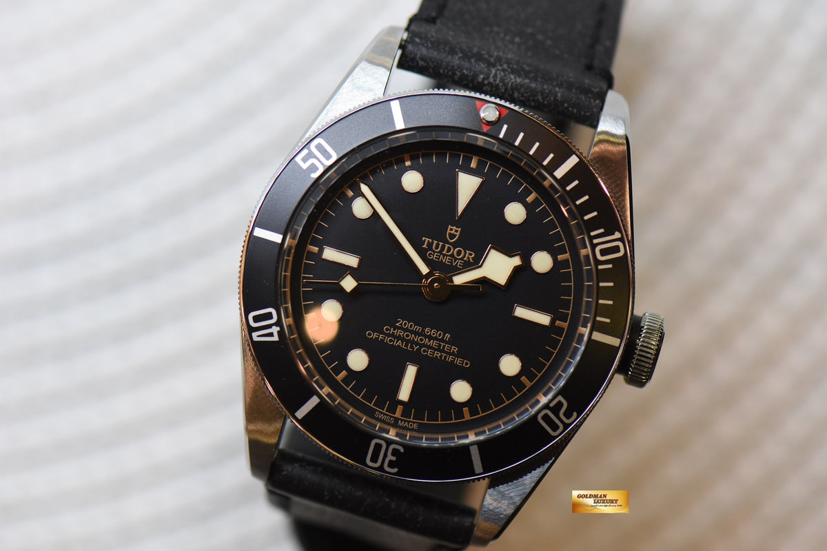 [SOLD] TUDOR BLACK BAY 41mm STEEL IN LEATHER STRAP BLACK BEZEL 79230N AUTOMATIC (MINT)