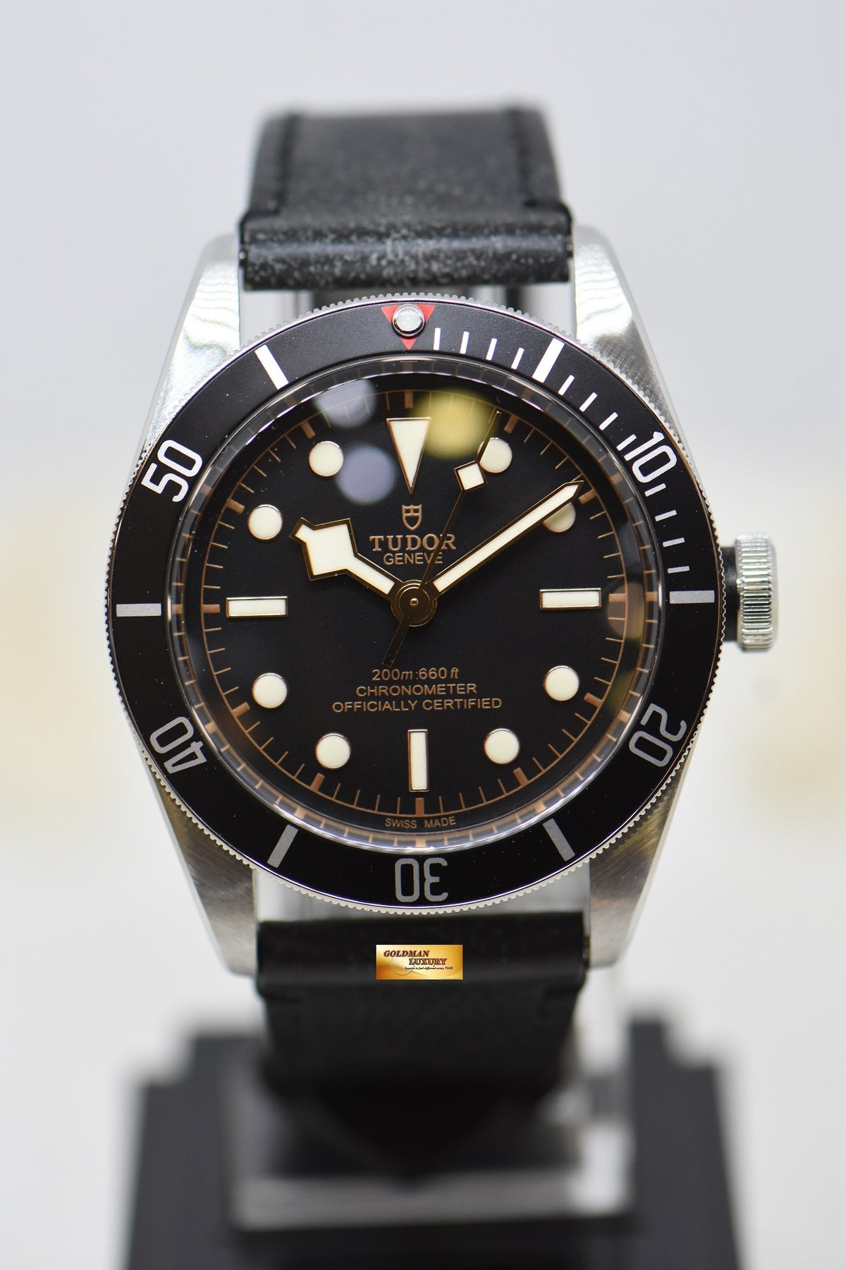 [SOLD] TUDOR BLACK BAY 41mm STEEL IN LEATHER STRAP BLACK BEZEL 79230N AUTOMATIC (MINT)