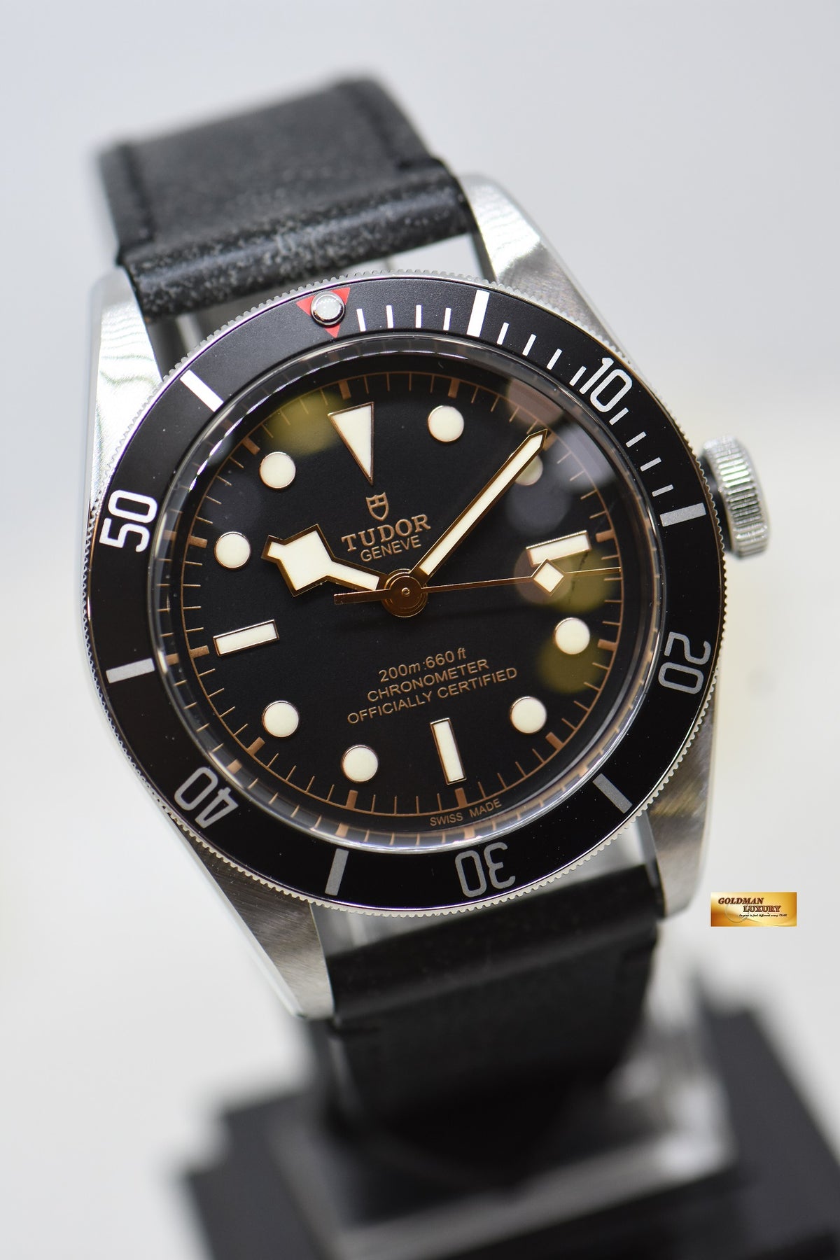 [SOLD] TUDOR BLACK BAY 41mm STEEL IN LEATHER STRAP BLACK BEZEL 79230N AUTOMATIC (MINT)