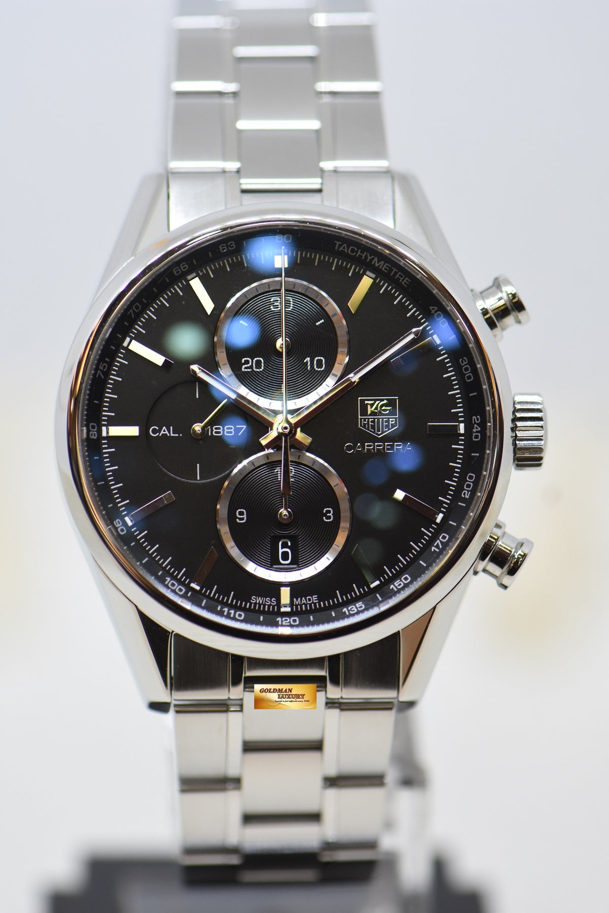 [SOLD] TAG HEUER CARRERA CHRONOGRAPH CALIBRE 1887 STEEL BRACELET BLACK CAR2110 (MINT)