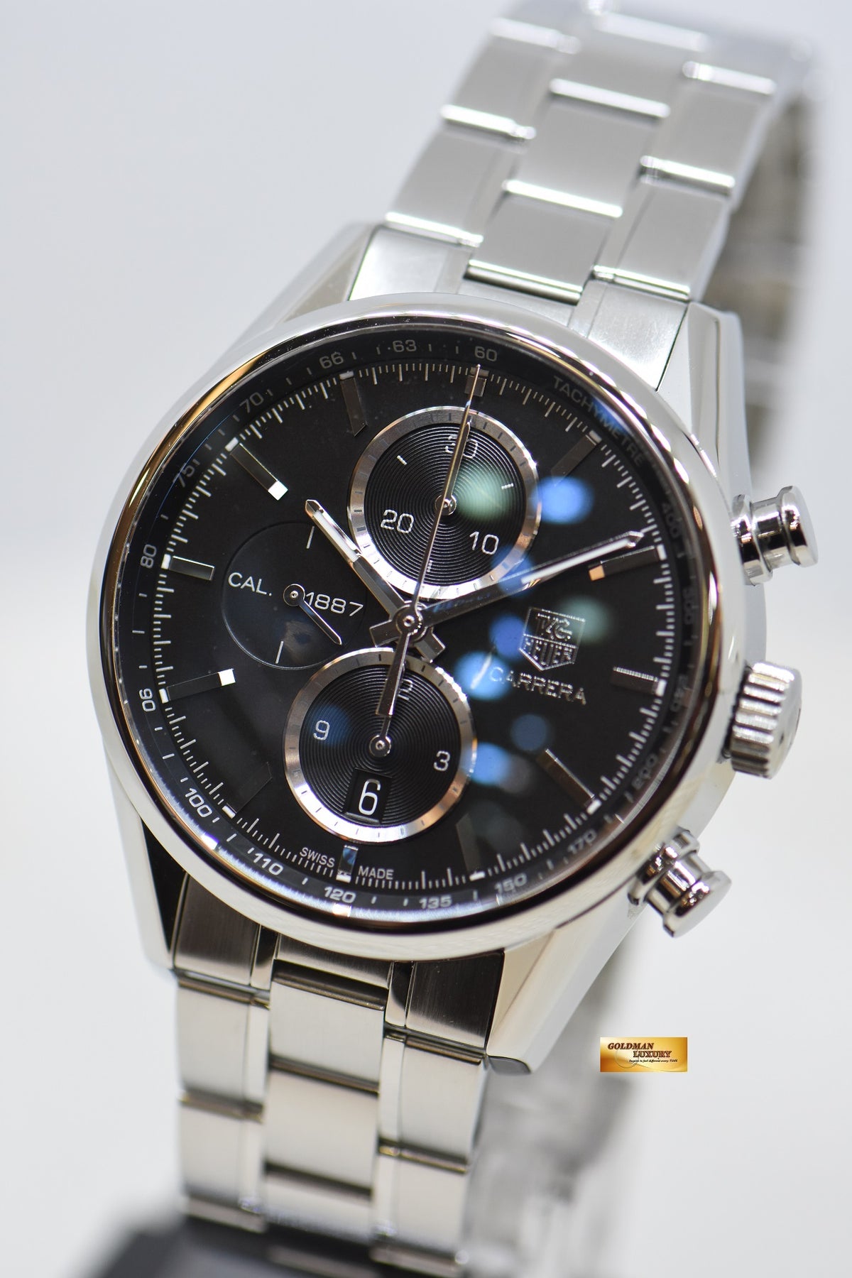 [SOLD] TAG HEUER CARRERA CHRONOGRAPH CALIBRE 1887 STEEL BRACELET BLACK CAR2110 (MINT)