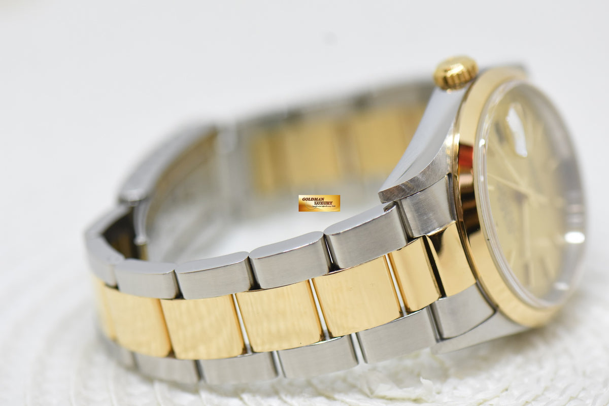 [SOLD] ROLEX OYSTER DATEJUST 36mm HALF-GOLD IN OYSTER BRACELET GOLD DIAL 16203 (MINT)