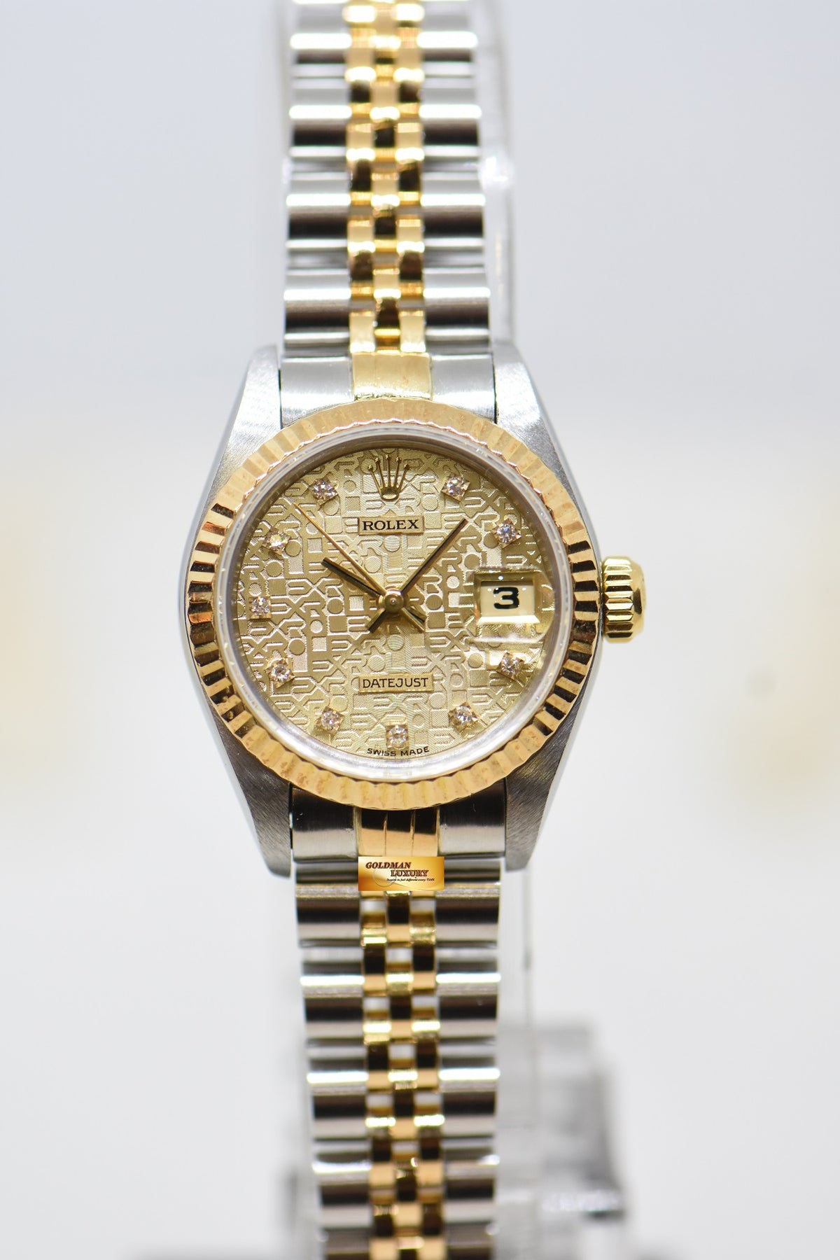 [SOLD] ROLEX OYSTER DATEJUST 26mm HALF-GOLD IN JUBILEE BRACELET GOLD DIAMOND DIAL 69173 (MINT)