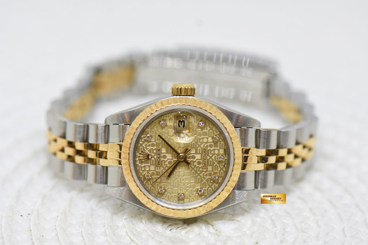 [SOLD] ROLEX OYSTER DATEJUST 26mm HALF-GOLD IN JUBILEE BRACELET GOLD DIAMOND DIAL 69173 (MINT)