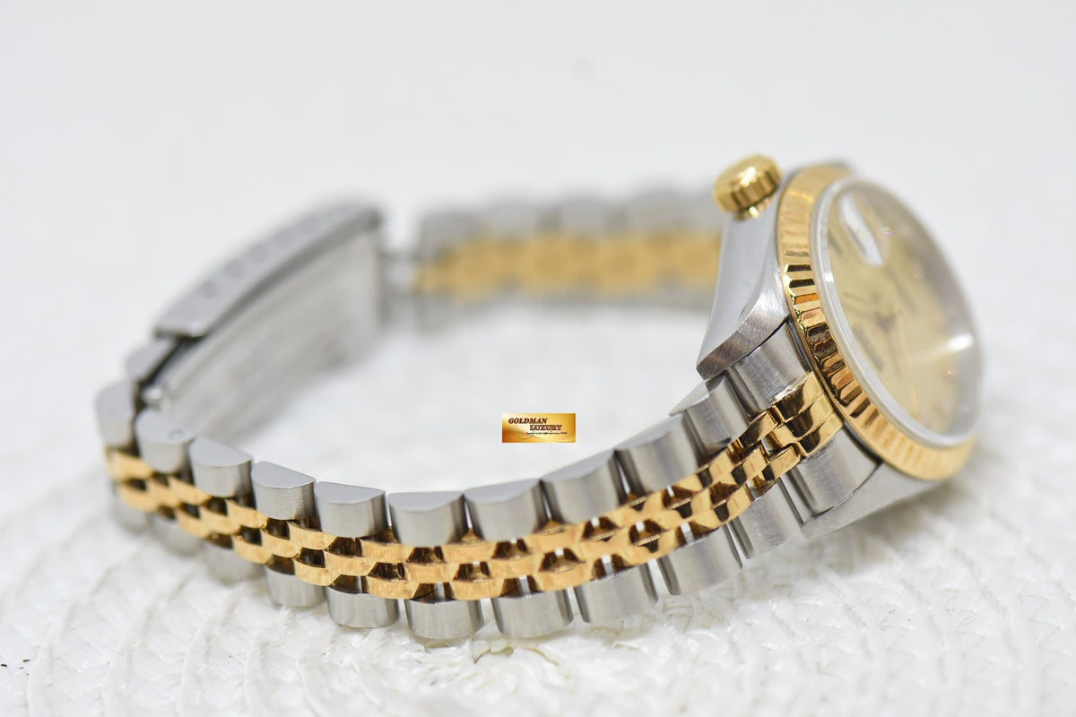 [SOLD] ROLEX OYSTER DATEJUST 26mm HALF-GOLD IN JUBILEE BRACELET GOLD DIAMOND DIAL 69173 (MINT)
