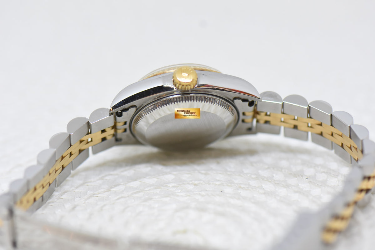 [SOLD] ROLEX OYSTER DATEJUST 26mm HALF-GOLD IN JUBILEE BRACELET GOLD DIAMOND DIAL 69173 (MINT)