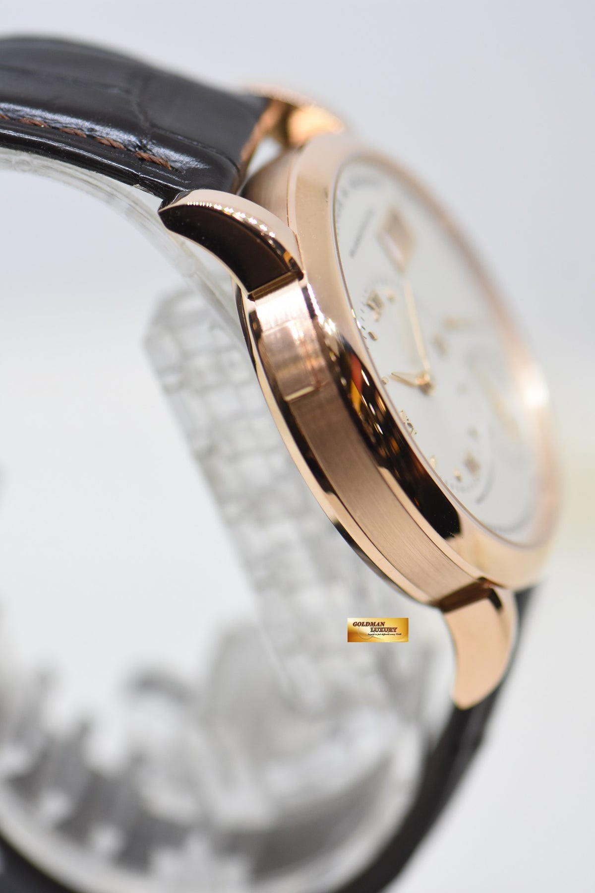 [SOLD] A.LANGE & SOHNE LANGE 1 38.5mm BIG DATE POWER RESERVE ROSE GOLD IN LEATHER STRAP MANUAL 191.032 (MINT)