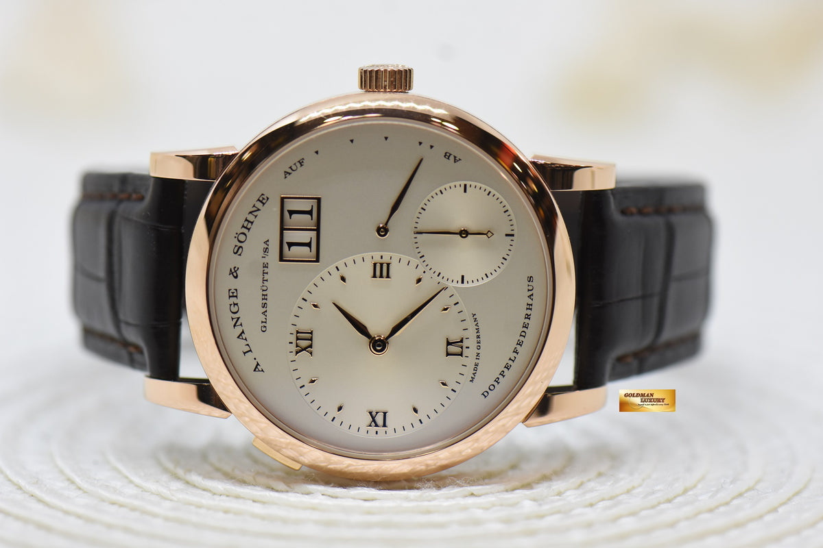 [SOLD] A.LANGE & SOHNE LANGE 1 38.5mm BIG DATE POWER RESERVE ROSE GOLD IN LEATHER STRAP MANUAL 191.032 (MINT)