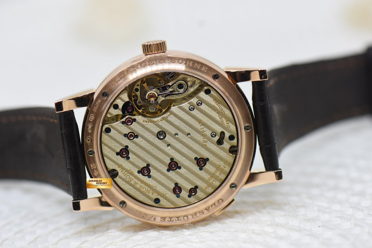 [SOLD] A.LANGE & SOHNE LANGE 1 38.5mm BIG DATE POWER RESERVE ROSE GOLD IN LEATHER STRAP MANUAL 191.032 (MINT)