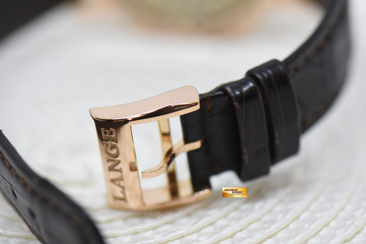 [SOLD] A.LANGE & SOHNE LANGE 1 38.5mm BIG DATE POWER RESERVE ROSE GOLD IN LEATHER STRAP MANUAL 191.032 (MINT)