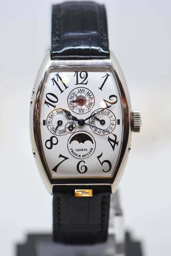 [SOLD] FRANCK MULLER CASABLANCA PERPETUAL CALENDAR MOONPHASE WHITE GOLD IN LEATHER STRAP AUTOMATIC 5850QP (MINT)
