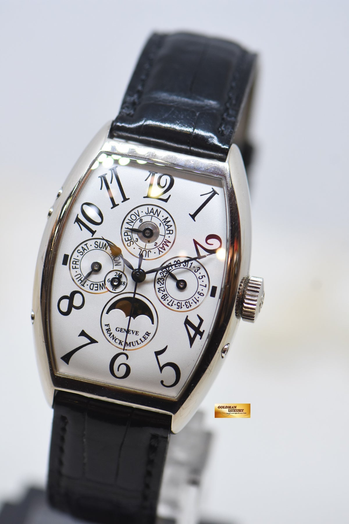 [SOLD] FRANCK MULLER CASABLANCA PERPETUAL CALENDAR MOONPHASE WHITE GOLD IN LEATHER STRAP AUTOMATIC 5850QP (MINT)