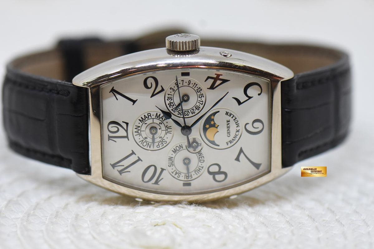 [SOLD] FRANCK MULLER CASABLANCA PERPETUAL CALENDAR MOONPHASE WHITE GOLD IN LEATHER STRAP AUTOMATIC 5850QP (MINT)