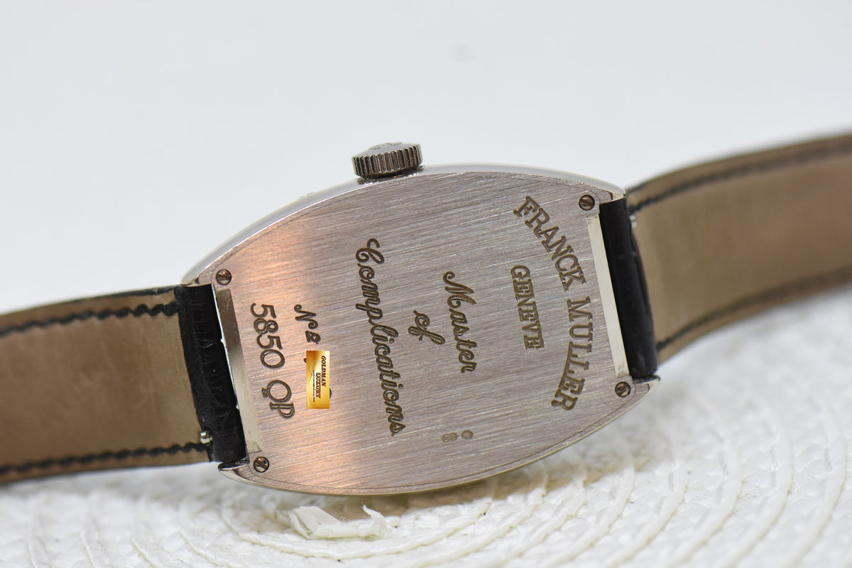 [SOLD] FRANCK MULLER CASABLANCA PERPETUAL CALENDAR MOONPHASE WHITE GOLD IN LEATHER STRAP AUTOMATIC 5850QP (MINT)