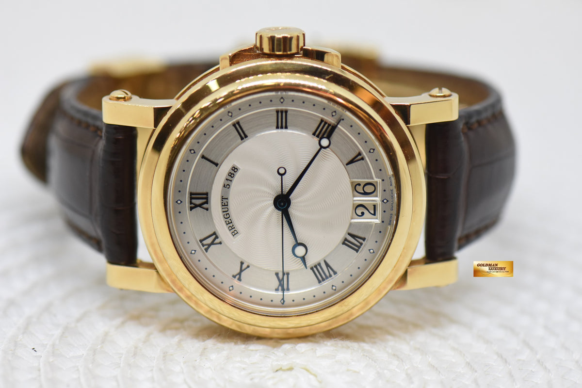[SOLD] BREGUET MARINE BIG DATE 39mm YELLOW GOLD IN LEATHER STRAP AUTOMATIC 5817BA (MINT)