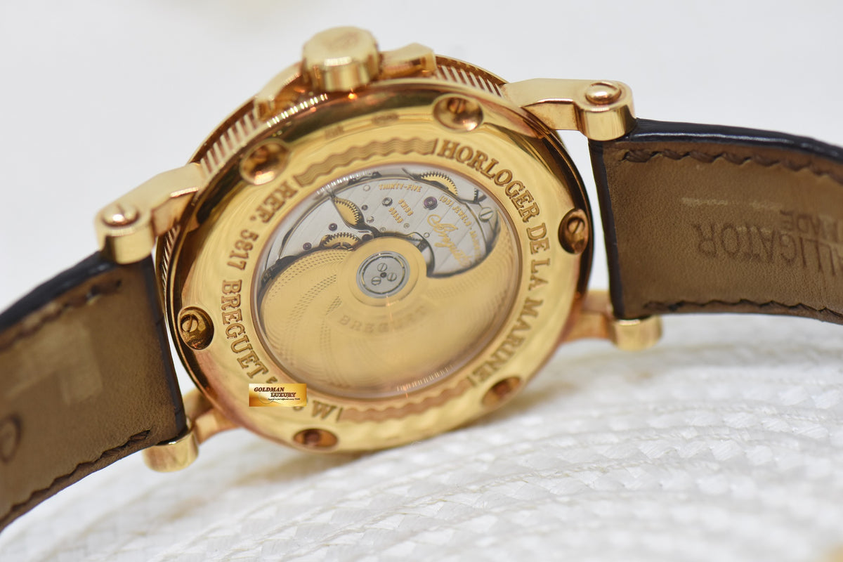 [SOLD] BREGUET MARINE BIG DATE 39mm YELLOW GOLD IN LEATHER STRAP AUTOMATIC 5817BA (MINT)