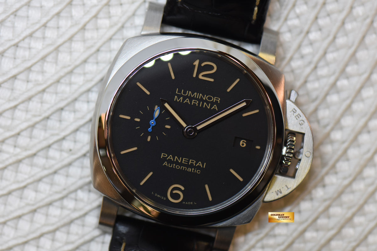 [SOLD] PANERAI LUMINOR MARINA 42mm STEEL IN LEATHER STRAP CAL. P.9010 3 DAYS POWER RESERVE AUTOMATIC PAM 1392 (MINT)
