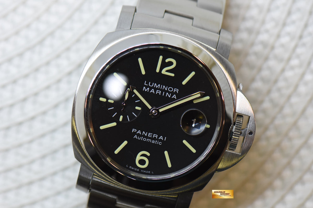 [SOLD] PANERAI LUMINOR MARINA 44mm STEEL IN BRACELET AUTOMATIC BLACK PAM 299 (LNIB)