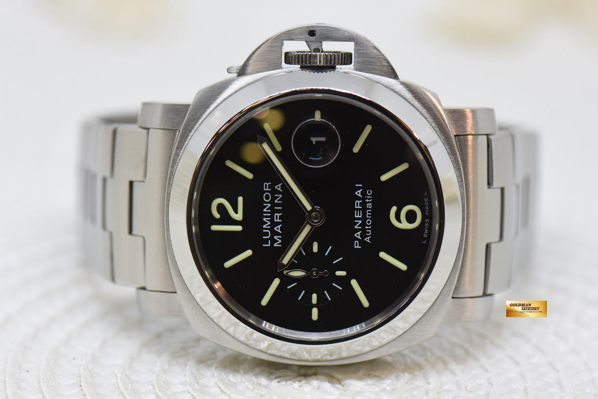 [SOLD] PANERAI LUMINOR MARINA 44mm STEEL IN BRACELET AUTOMATIC BLACK PAM 299 (LNIB)