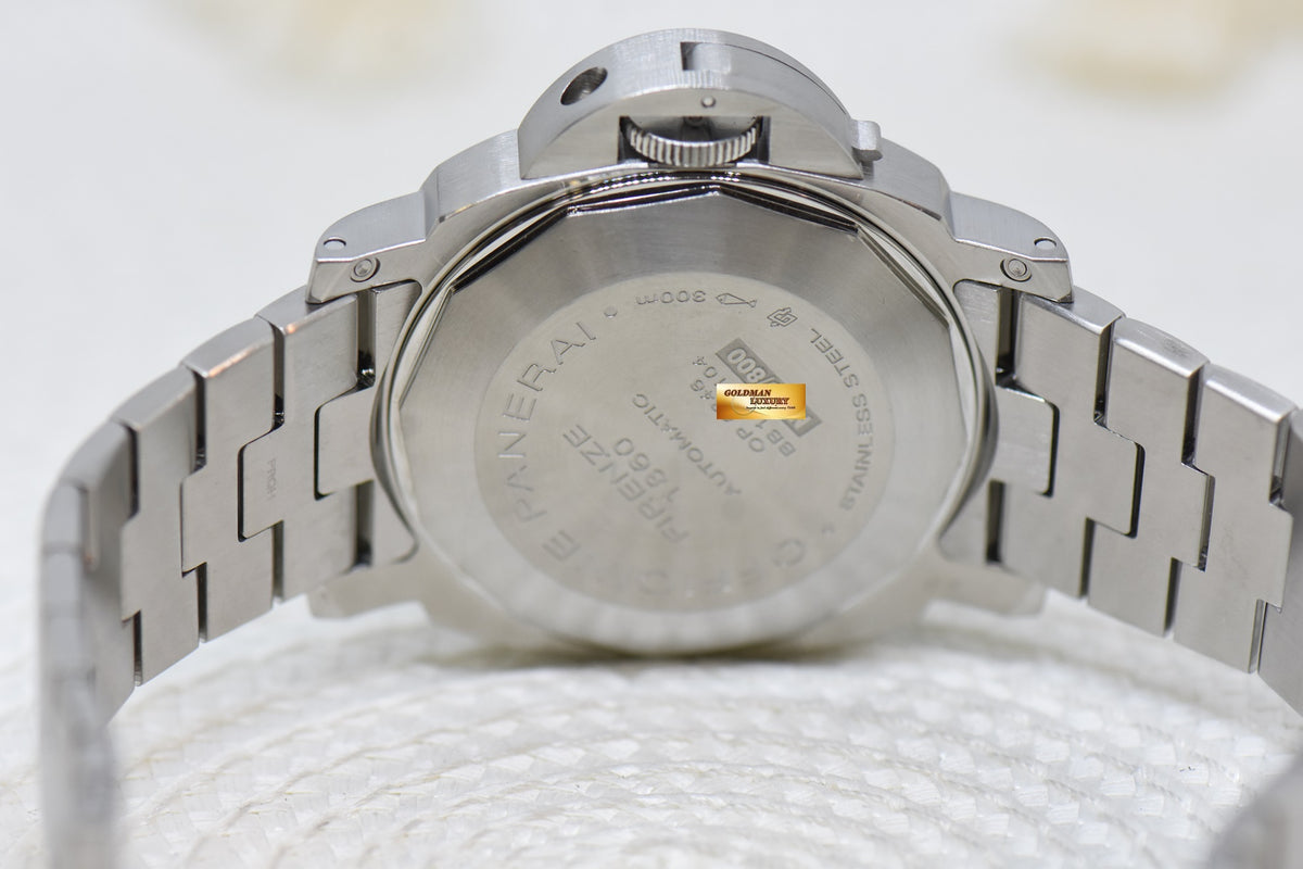 [SOLD] PANERAI LUMINOR MARINA 44mm STEEL IN BRACELET AUTOMATIC BLACK PAM 299 (LNIB)