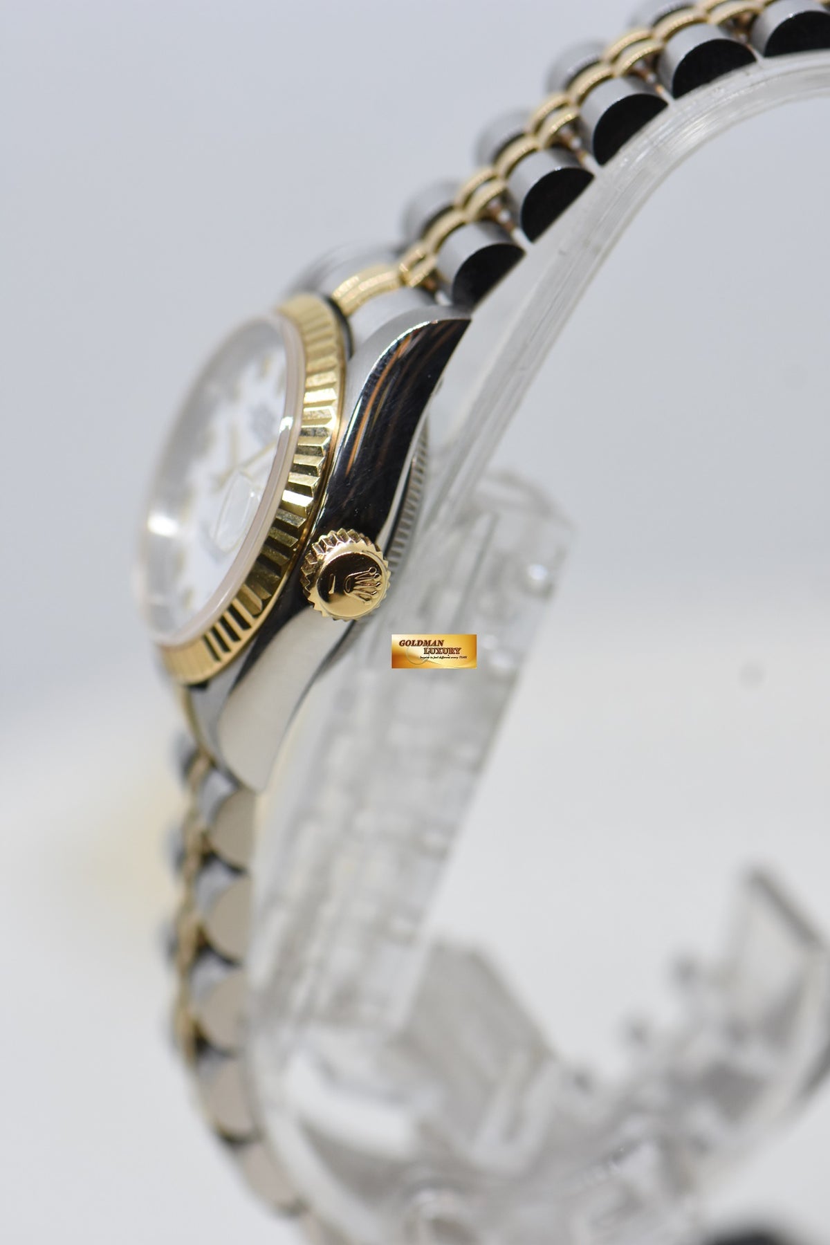 [SOLD] ROLEX OYSTER DATEJUST 26mm HALF-GOLD IN JUBILEE BRACELET WHITE ROMAN DIAL 69173 (MINT)