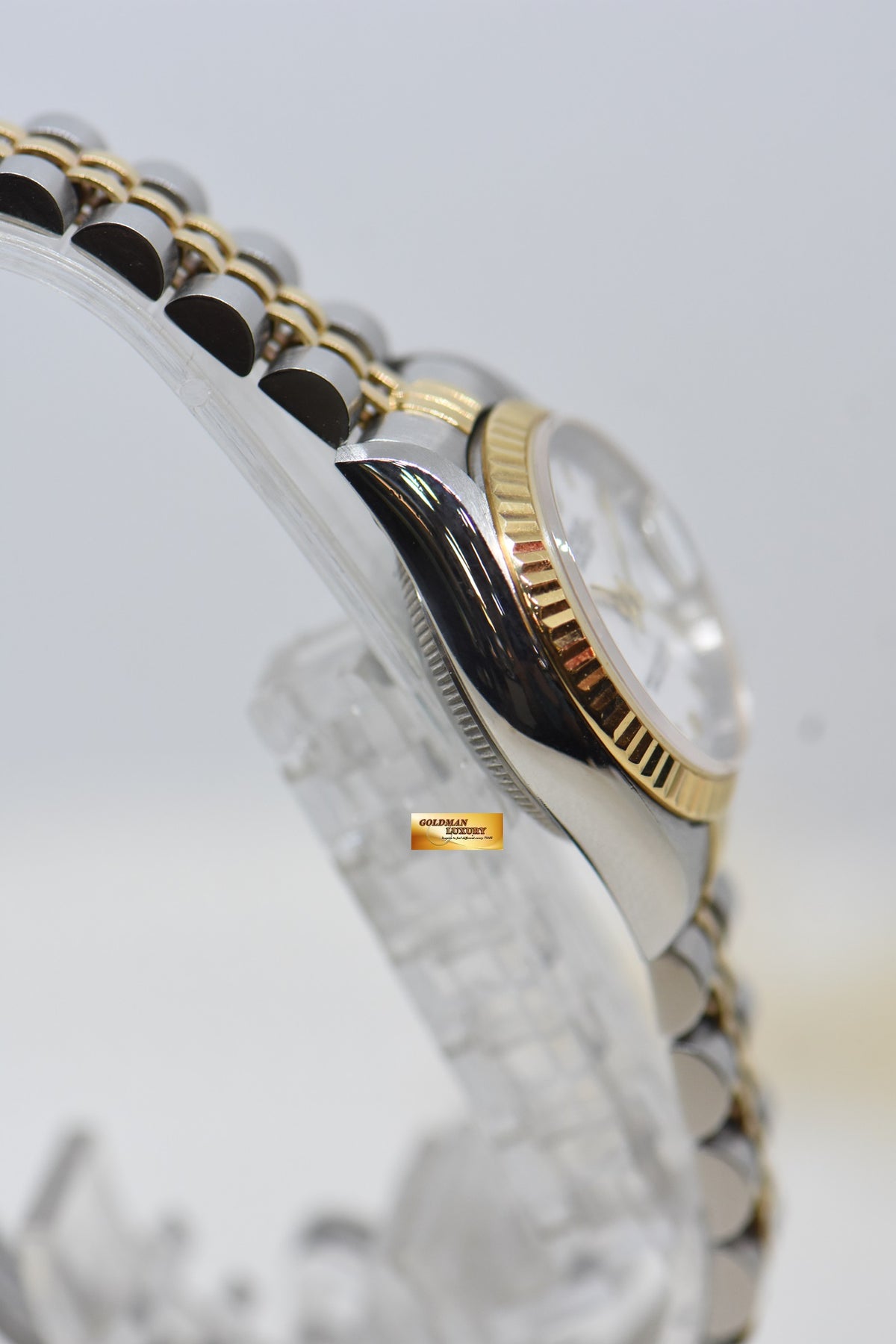 [SOLD] ROLEX OYSTER DATEJUST 26mm HALF-GOLD IN JUBILEE BRACELET WHITE ROMAN DIAL 69173 (MINT)