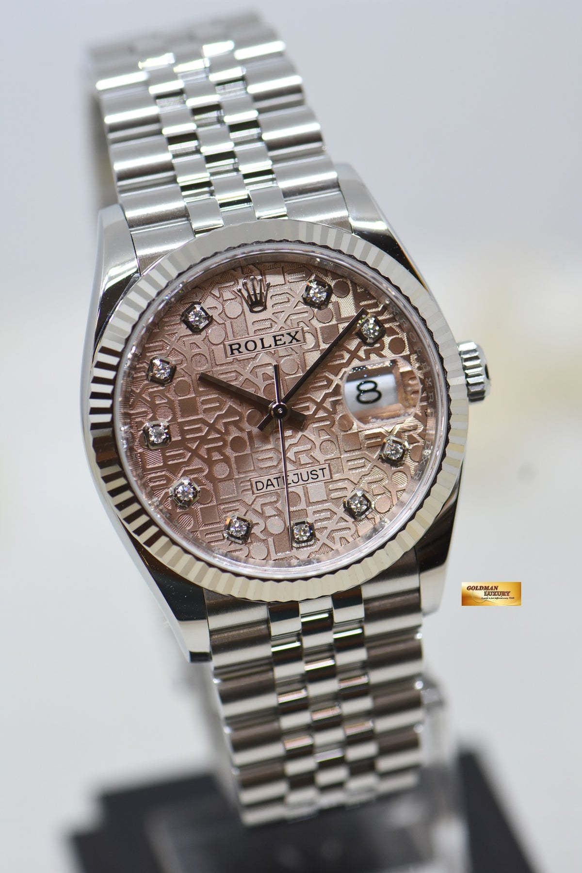 [SOLD] ROLEX OYSTER DATEJUST 36mm STEEL IN JUBILEE ANNIVERSARY SALMON COMPUTER DIAMOND DIAL 126234 (LNIB)