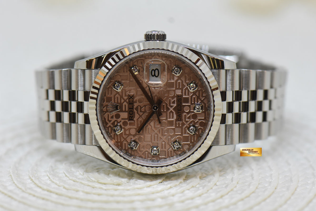 [SOLD] ROLEX OYSTER DATEJUST 36mm STEEL IN JUBILEE ANNIVERSARY SALMON COMPUTER DIAMOND DIAL 126234 (LNIB)