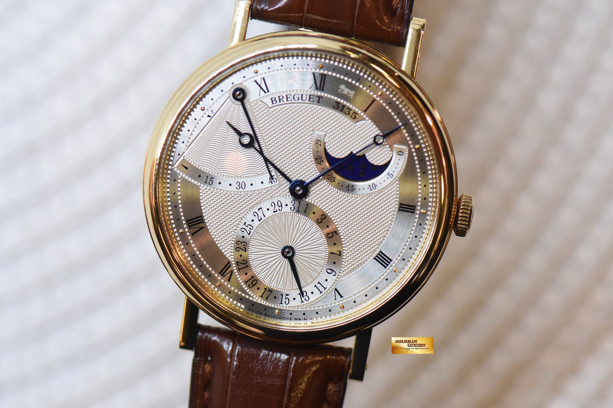 [SOLD] BREGUET CLASSIQUE POWER RESERVE MOONPHASE 39mm YELLOW GOLD IN LEATHER STRAP AUTOMATIC 7137BA (MINT)