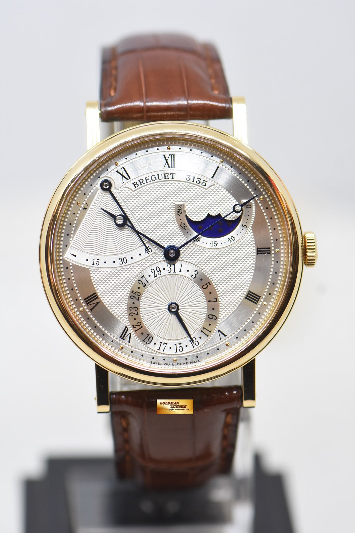 [SOLD] BREGUET CLASSIQUE POWER RESERVE MOONPHASE 39mm YELLOW GOLD IN LEATHER STRAP AUTOMATIC 7137BA (MINT)