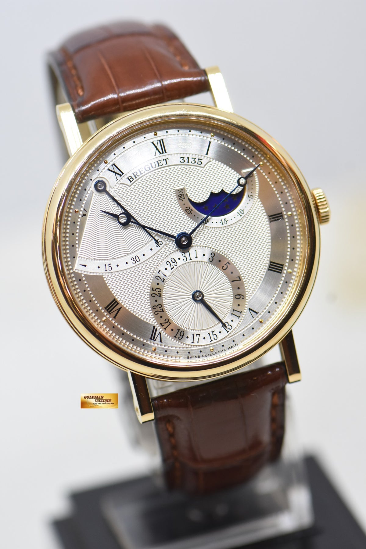 [SOLD] BREGUET CLASSIQUE POWER RESERVE MOONPHASE 39mm YELLOW GOLD IN LEATHER STRAP AUTOMATIC 7137BA (MINT)