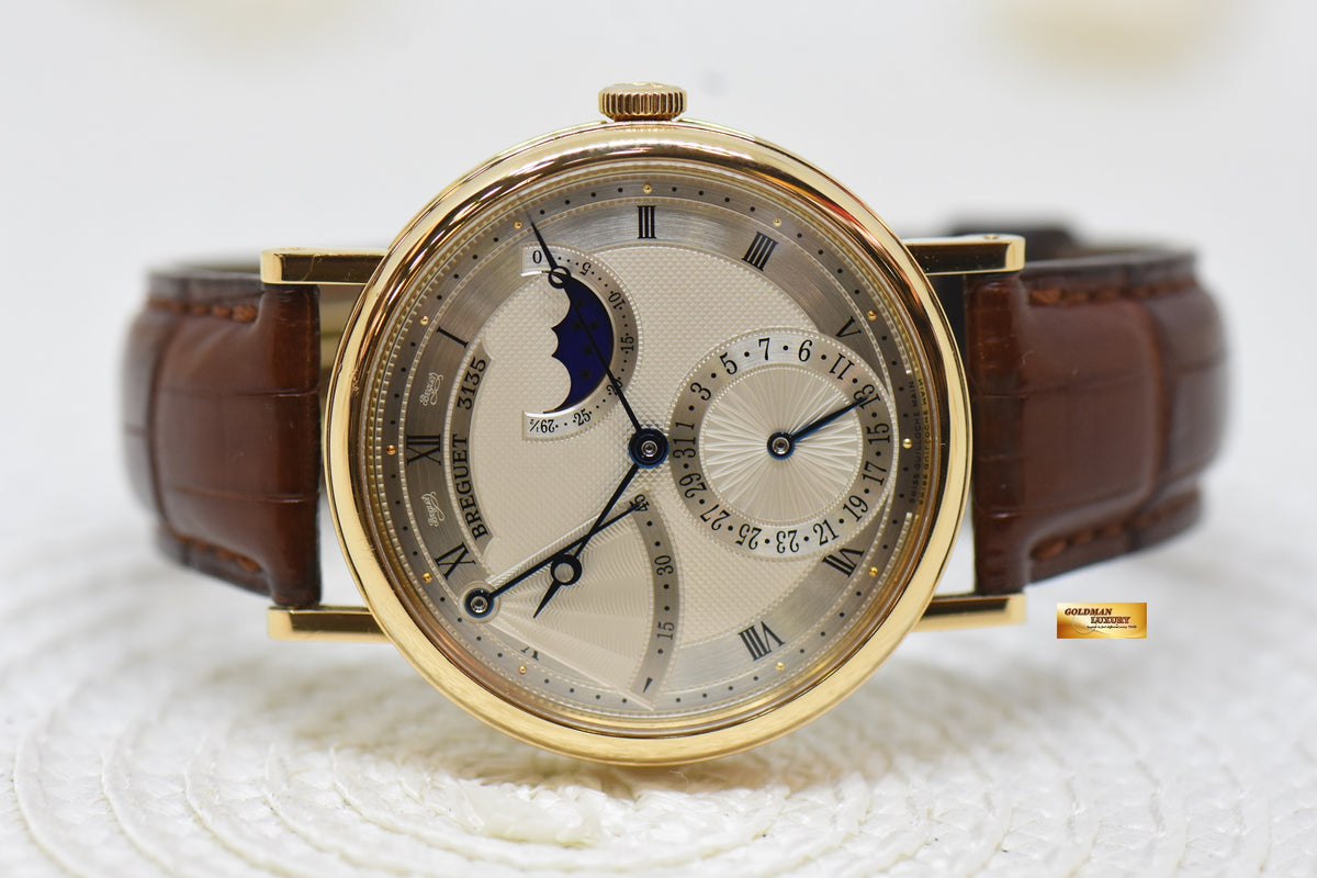 [SOLD] BREGUET CLASSIQUE POWER RESERVE MOONPHASE 39mm YELLOW GOLD IN LEATHER STRAP AUTOMATIC 7137BA (MINT)