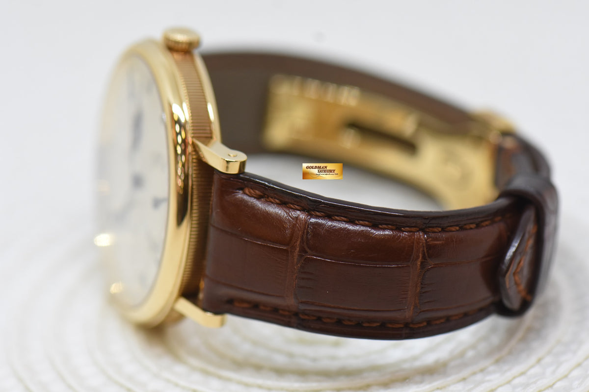 [SOLD] BREGUET CLASSIQUE POWER RESERVE MOONPHASE 39mm YELLOW GOLD IN LEATHER STRAP AUTOMATIC 7137BA (MINT)