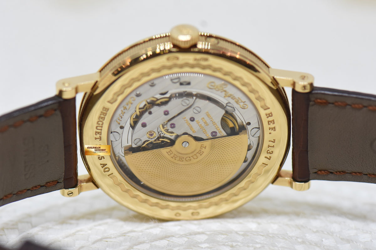 [SOLD] BREGUET CLASSIQUE POWER RESERVE MOONPHASE 39mm YELLOW GOLD IN LEATHER STRAP AUTOMATIC 7137BA (MINT)