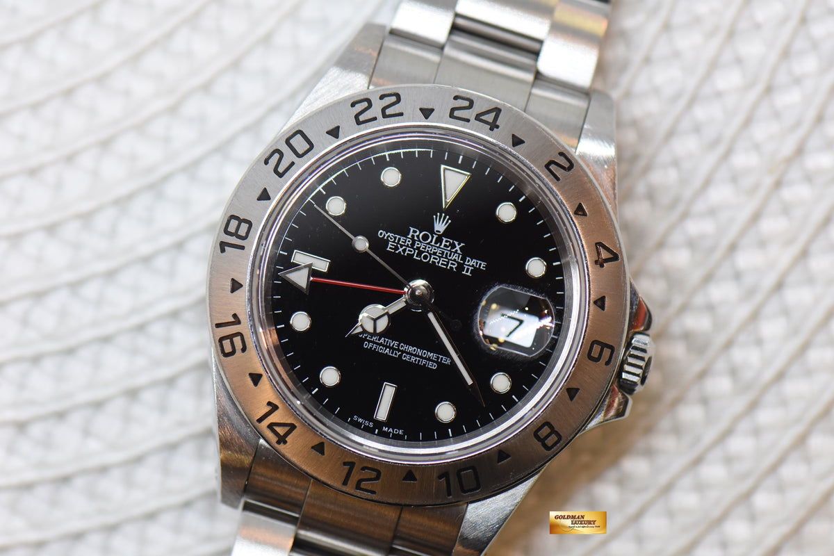 [SOLD] ROLEX OYSTER PERPETUAL EXPLORER II 40mm STEEL BLACK DIAL CALIBRE 3185 16570 (PINHOLE-SEL) (MINT)