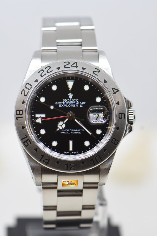 [SOLD] ROLEX OYSTER PERPETUAL EXPLORER II 40mm STEEL BLACK DIAL CALIBRE 3185 16570 (PINHOLE-SEL) (MINT)