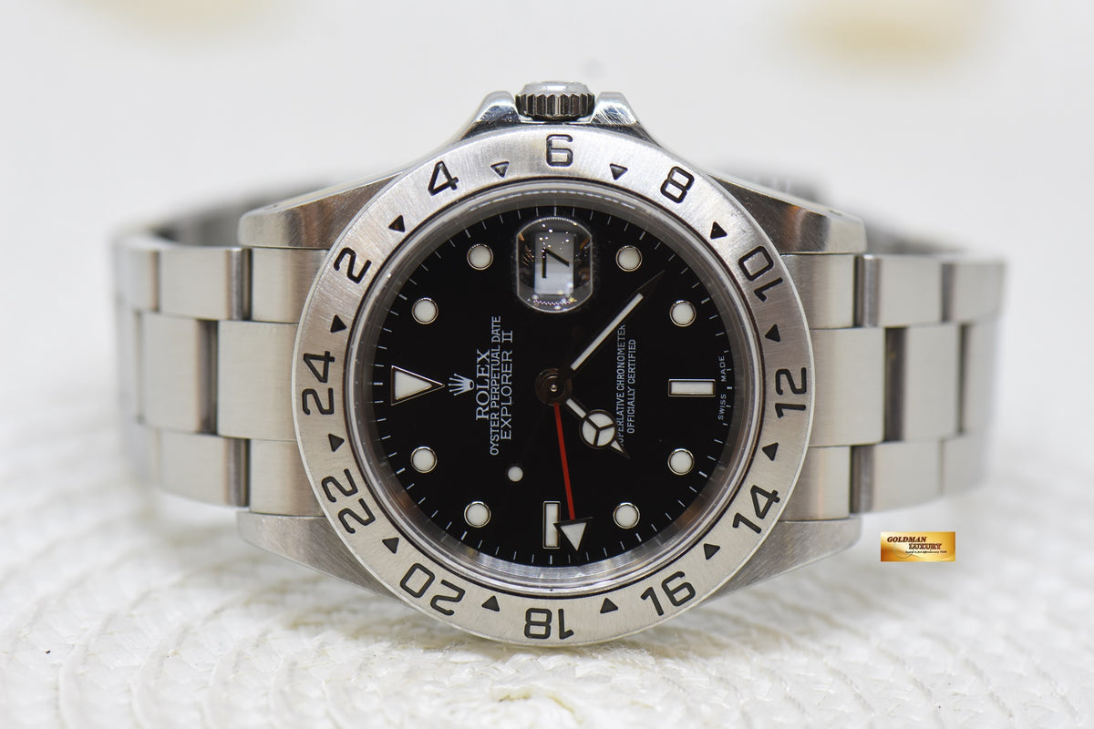 [SOLD] ROLEX OYSTER PERPETUAL EXPLORER II 40mm STEEL BLACK DIAL CALIBRE 3185 16570 (PINHOLE-SEL) (MINT)