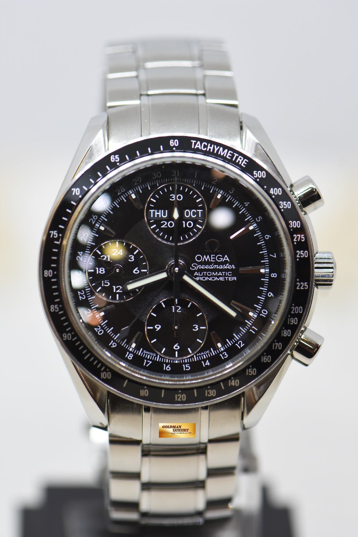 [SOLD] OMEGA SPEEDMASTER CHRONOGRAPH TRIPLE CALENDAR 39mm STEEL BRACELET BLACK 3220.5000 (MINT)